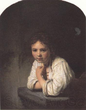 REMBRANDT Harmenszoon van Rijn Girl leaning on a window-sill (mk33) France oil painting art